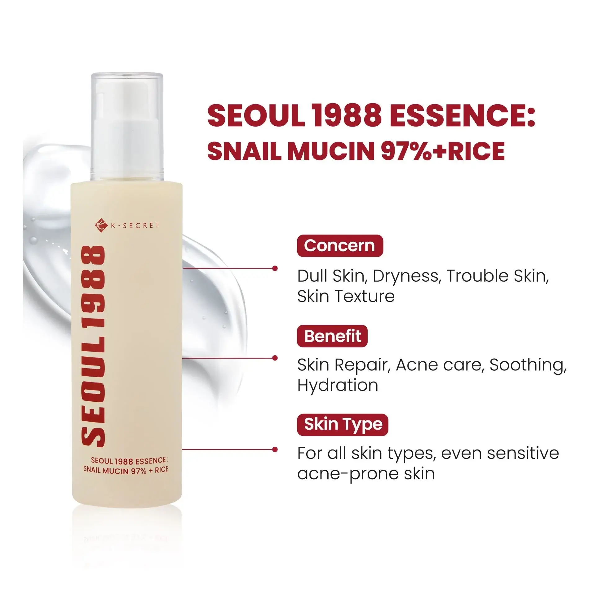 SEOUL 1988 Essence : Snail Mucin 97% + Rice - image 3