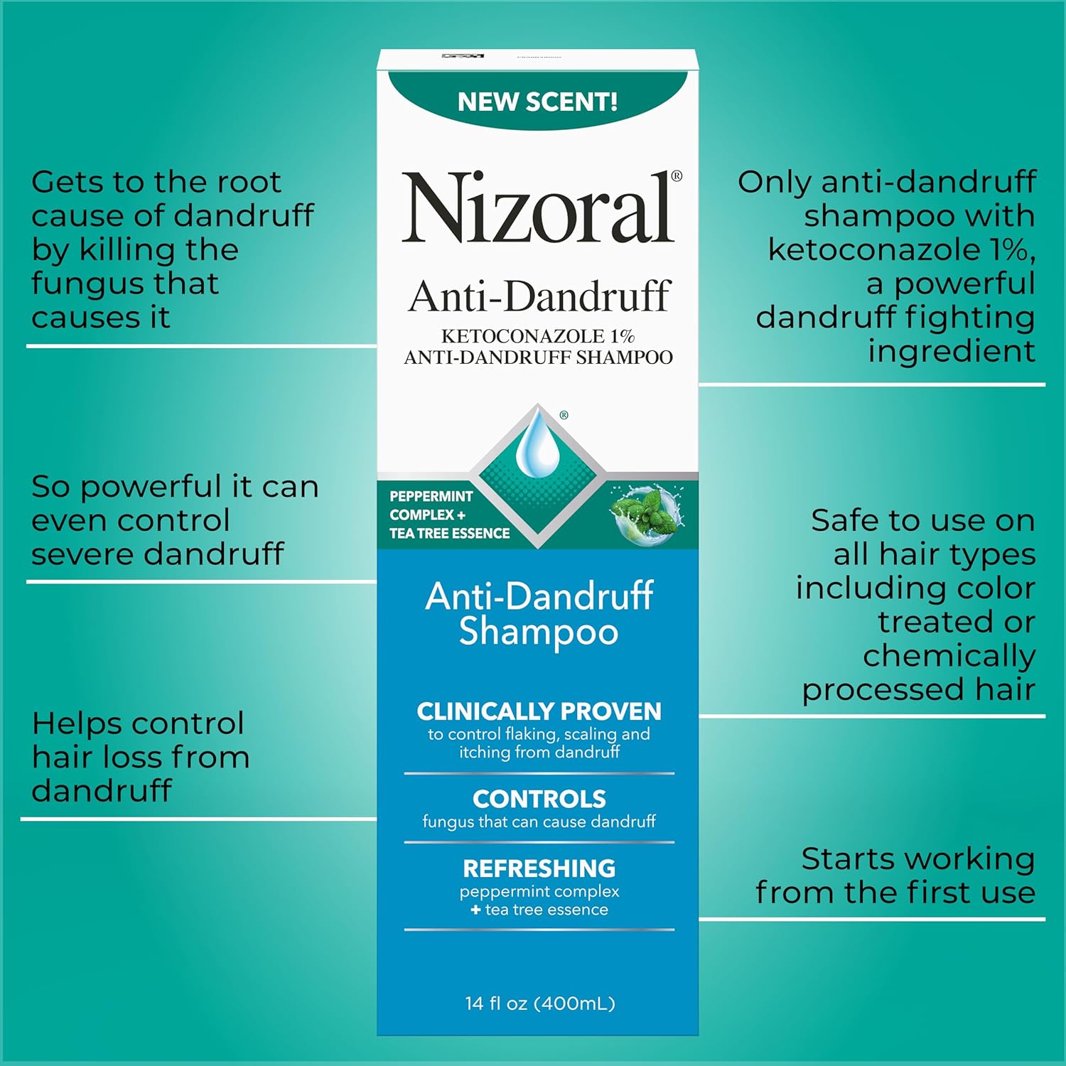 Anti-Dandruff Shampoo with 1% Ketoconazole, Peppermint and Tea Tree Scent - image 3