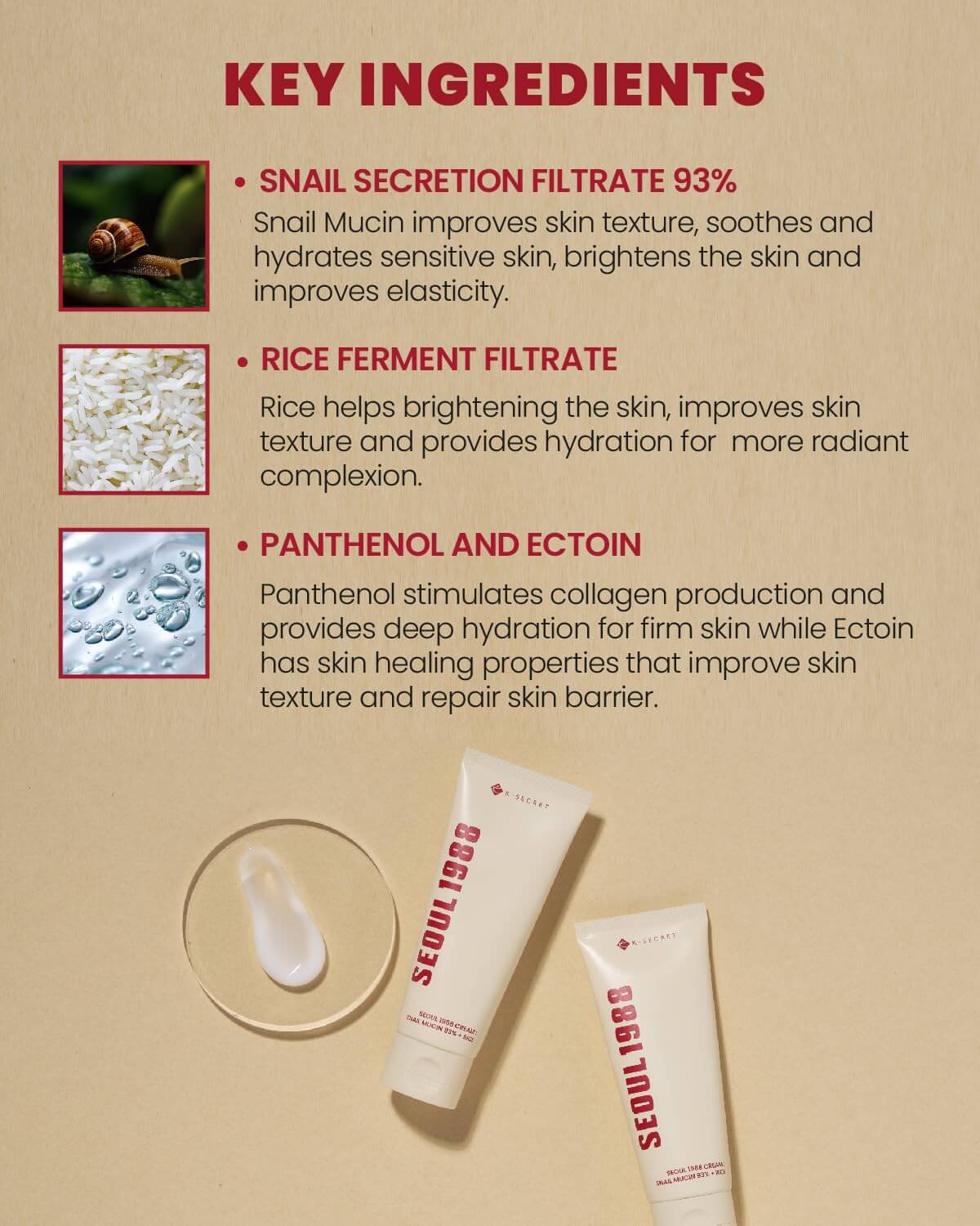 SEOUL 1988 Cream : Snail Mucin 93% + Rice - image 3