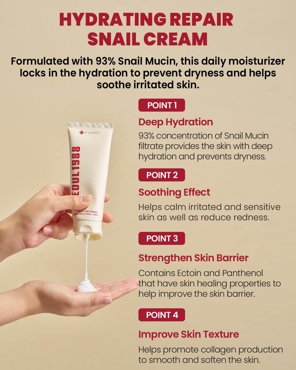 SEOUL 1988 Cream : Snail Mucin 93% + Rice - image 4